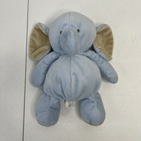 Carters Blue Elephant Stuffed Animal Plush Beanie Bottom 9 Inch Embroidered Eyes - Picture 3 of 7